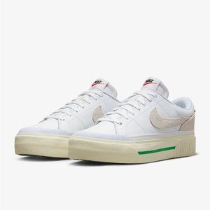 Nike Court Legacy Lift White Leather Sneakers Size 8